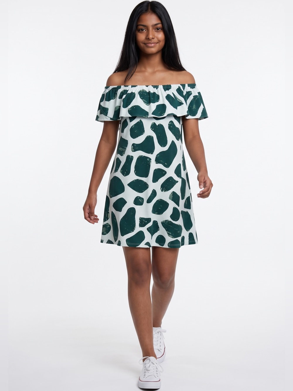 Nine West Girls One-Piece in Teal and White Animal Spot